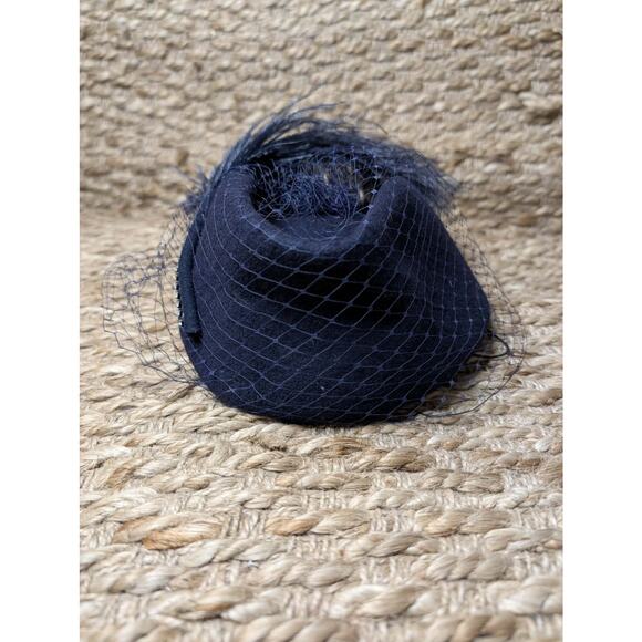 Vintage Lancaster Hat Womens Blue Felt Wool Fascinator Fancy  display picture 2